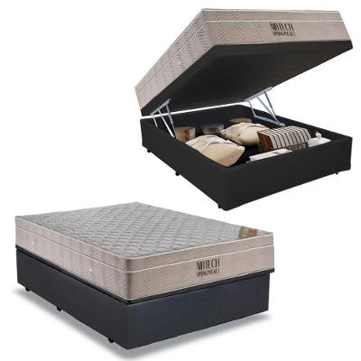Cama Baú Casal Sintético + Colchão Casal Ortobom Airtech Molas Superpocket (65x138x188) cinza