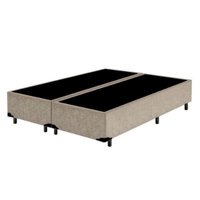 Base Box Blindado Casal Bipartido Homequeen Suede Bege 40x138x188