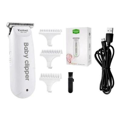 Maquina Cortar Mini Cabelo Bebe Criança Portátil Kemei 1319 Cor Branco