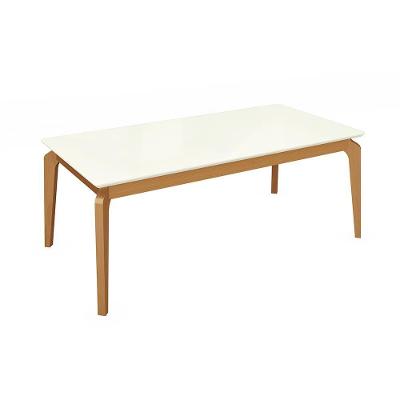 Mesa De Jantar Kappesberg Em Madeira Maciça Com Tampo De Vidro Off White 200cm