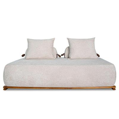 Sofá 3 Lugares 220cm Ilha Base Madeira Viero S06 Boucle Bege - Mpozenato