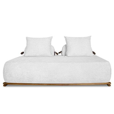 Sofá 2 Lugares 160cm Ilha Base Madeira Viero S06 Boucle Branco - Mpozenato