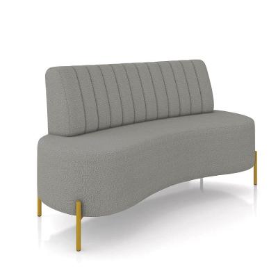 Sofá 2 Lugares Living 135cm Pé Ferro Dourado Maraú Bouclê K01 - D\'rossi Cor Cinza