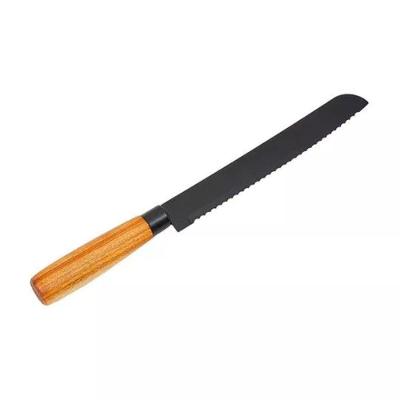 Faca P/ Pão Inox Cor Grafite Cabo Acácia 32cm