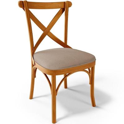 Cadeira Para Sala De Jantar E Estar Living Estofada ávila L02 Linho Bege Escuro - Lyam