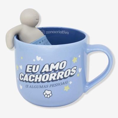 Caneca Com Infusor Amo Dogs Zonacriativa