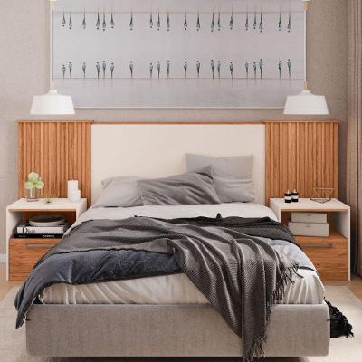 Cabeceira Extensível Com Mesa De Cabeceira Lucius Caemmun Freijo Com Off White