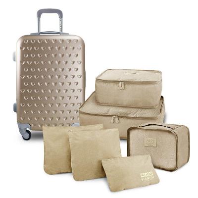Kit Mala De Bordo E Organizadores De Malas 6 Pçs Love Dourado
