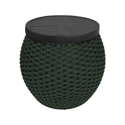 Puff Barril Tampo Aluminio Corda Náutica Verde Militar - Verde