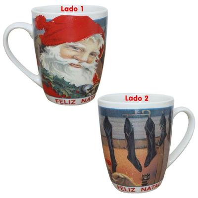 Caneca De Natal Papai Noel Feliz Natal Cerâmica 350ml