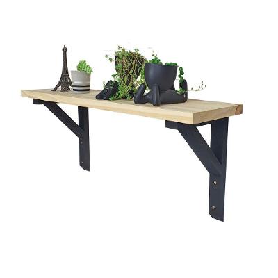 Prateleira Com Mão Francesa Chapecó 27a X 60l X 19p Em Madeira De Pinus Natural E Preto