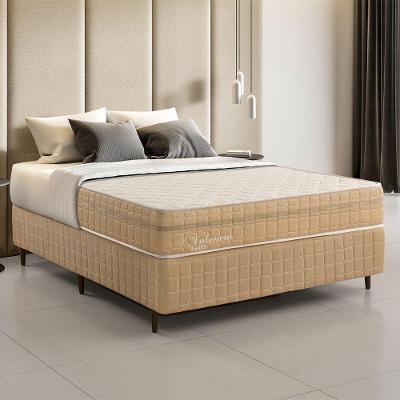 Kit Conjunto Colchão Viúva Valência Molas Ensacadas Individualmente + Box Blindado 128x61x188 - Bege
