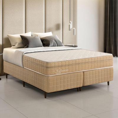 Kit Conjunto Colchão Queen Valência Molas Ensacadas Individualmente + Box Blindado 158x61x198 - Bege