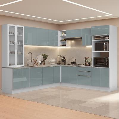 Armário De Cozinha Completa 566cm Lux Madesa 01 Branco/Cinza