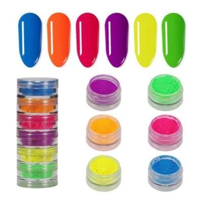 Torre Com 6 Pó Neon Florescente Unhas De Gel Maquiagem
