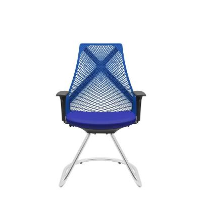 Cadeira Bix Assento Aero Azul Aproximação Cromado