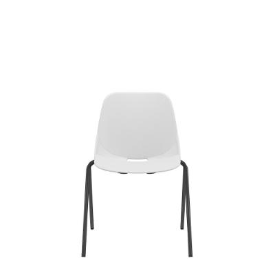 Cadeira Quick Fixa V Branco Base Metal Preto