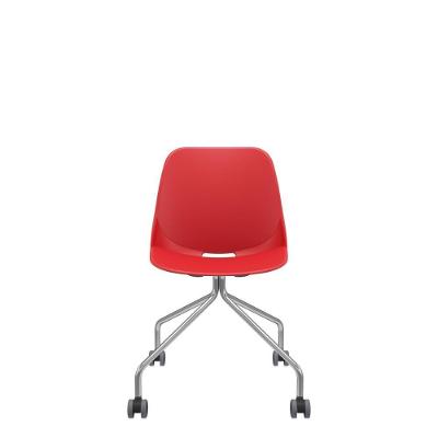 Cadeira Quick 4 Pés C/rodízio Cromado Vermelho