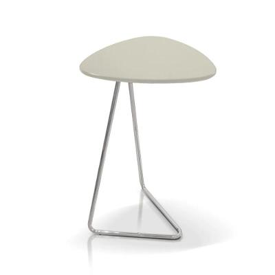 Mesa De Apoio Para Sofá Folha Preto Off White Em Metal Cromado 65 Cm