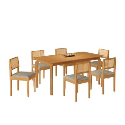 Conjunto Mesa De Jantar Alegra Laminado 1,60m Com 6 Cadeiras Jade 03 Linho Cinza