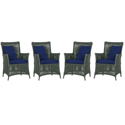 4 Poltronas Igapó Alumínio Pintura Preta Corda Náutica E10 Verde