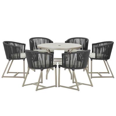 Mesa E 6 Cadeiras De Jantar Noronha Fendi E3 Trama Original Preto