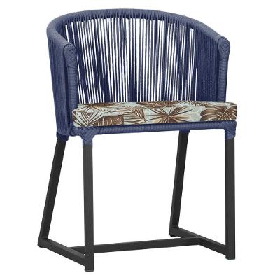 Cadeira De Jantar Noronha Alumínio Preta E6 Trama Original Azul