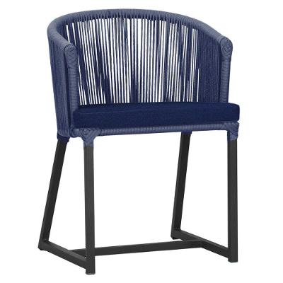 Cadeira De Jantar Noronha Alumínio Preta E10 Trama Original Azul