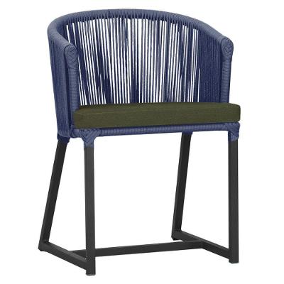 Cadeira De Jantar Noronha Alumínio Preta E13 Trama Original Azul