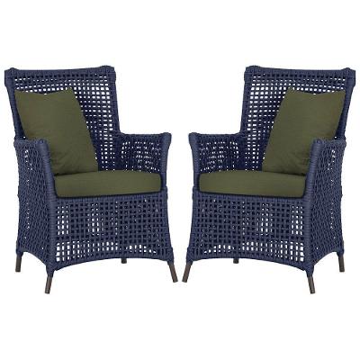 Poltronas Igapó Alumínio Pintura Marrom Corda Náutica E13 Azul