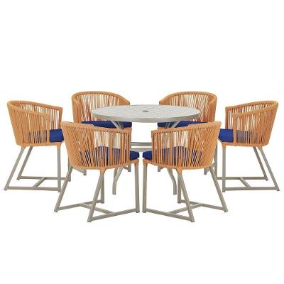 Mesa E 6 Cadeiras De Jantar Noronha Fendi E10 Trama Original Terra Cota