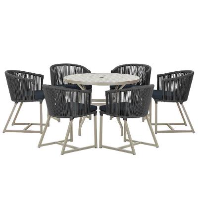 Mesa E 6 Cadeiras De Jantar Noronha Fendi E12 Trama Original Preto
