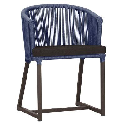 Cadeira De Jantar Noronha Alumínio Marrom E9 Trama Original Azul