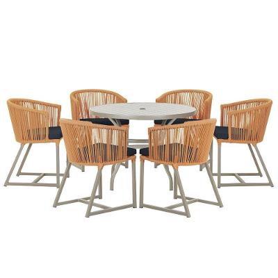 Mesa E 6 Cadeiras De Jantar Noronha Fendi E12 Trama Original Terra Cota