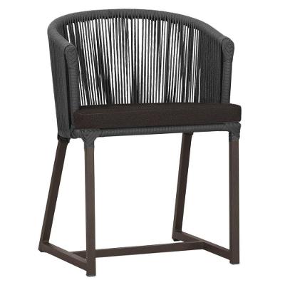 Cadeira De Jantar Noronha Alumínio Marrom E9 Trama Original Preto
