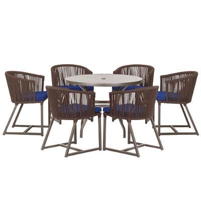 Mesa E 6 Cadeiras Jantar Noronha Marrom E10 Trama Original Marrom