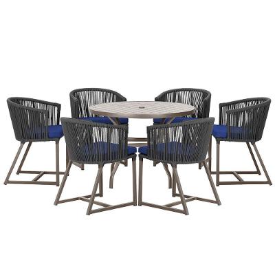 Mesa E 6 Cadeiras Jantar Noronha Marrom E10 Trama Original Preto