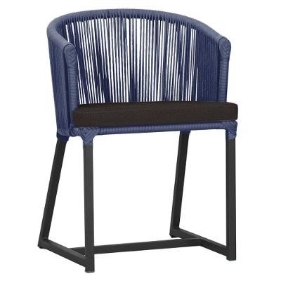 Cadeira De Jantar Noronha Alumínio Preta E9 Trama Original Azul
