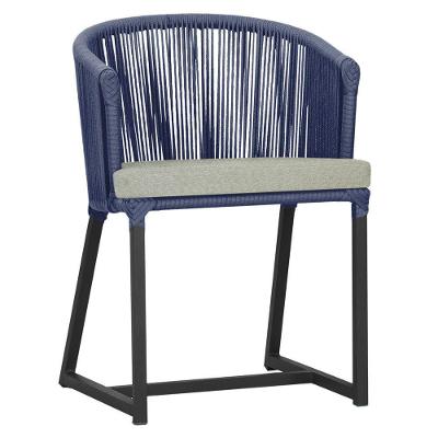 Cadeira De Jantar Noronha Alumínio Preta E3 Trama Original Azul