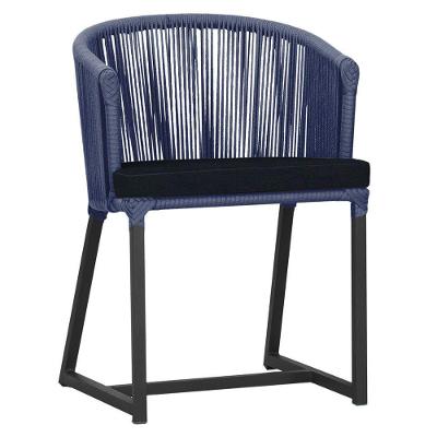 Cadeira De Jantar Noronha Alumínio Preta E12 Trama Original Azul
