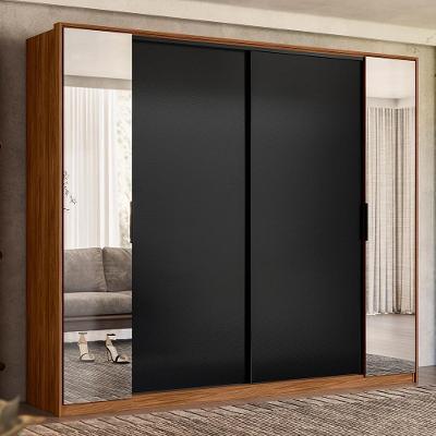 Guarda Roupa Casal Laredo 4 Portas Flex Nogueira/preto Prime Tx Com Espelho - Demartêz