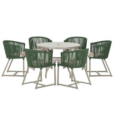 Mesa E 6 Cadeiras De Jantar Noronha Fendi E6 Trama Original Verde