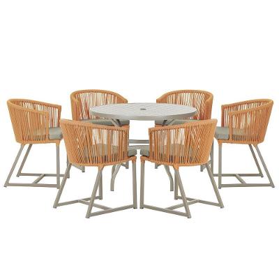 Mesa E 6 Cadeiras De Jantar Noronha Fendi E8 Trama Original Terra Cota