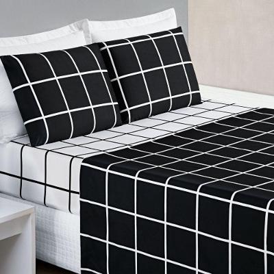 Jogo De Lençol Casal Micropercal 200 Fios Dustin 4 Peças Preto