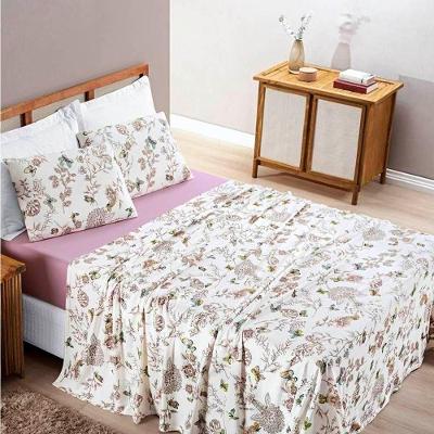 Jogo De Lençol King Quality Malha 100% Algodão Estampado 4 Peças Cor Butterfly Rosa