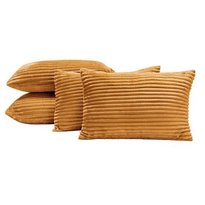 Kit 04 Almofadas Cheias Velvet Bariloche 60cm X 30cm Mostarda
