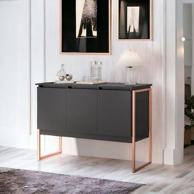 Buffet Aparador Luxo Roma - Preto Cobre Preto Cobre