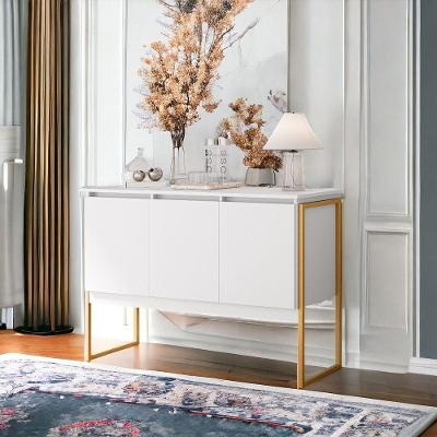 Buffet 3 Portas Classico Siberia - Branco Dourado Branco Dourado