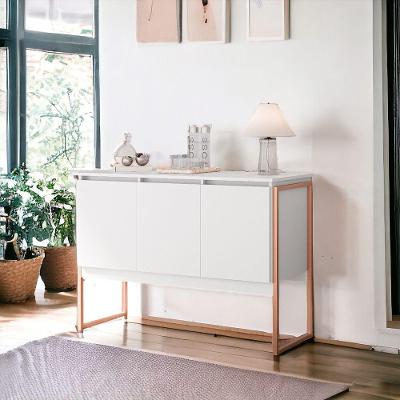 Buffet 3 Portas Classico Siberia - Branco Cobre Branco Cobre