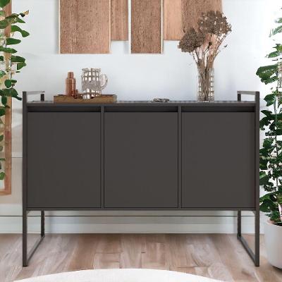 Buffet Sala De Estar 3 Portas Berlim - Preto Onix Preto Onix